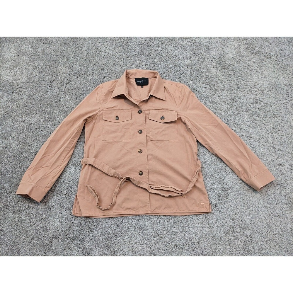Lafayette 148 Utility Jacket Womens Size 10 Pink Button Front Belted‎